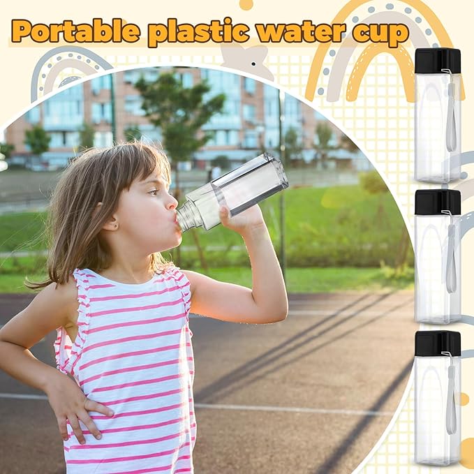 20 Pieces Water Bottle Bulk 17 oz Plastic Sports Water Bottles Reusable Leak Proof Portable Drink Bottles Large with Lid for Outdoor Fitness(Black)