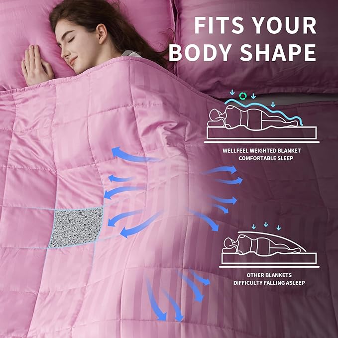 Weighted Blanket for Adult,15lbs Heavy Weighted Blanket 48"x72" Breathable Cooling Summer Blankets, Ultra Soft Cotton Comfort Throw Blanket with Glass Beads for All-Season (Pink)