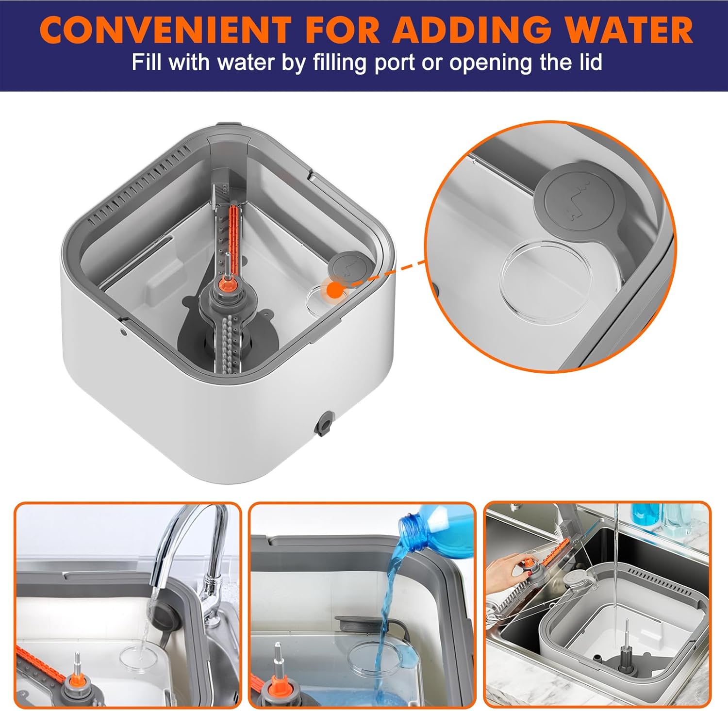 Upgraded Self-Standing Spin Mop and Bucket System, Detachable Inner Mop Bucket That Separates Dirty Water & 90° Foldable Head, Triple-Scrubbing System, for Hardwood Floors - White with 6 Pads