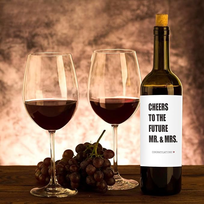 24 Pcs Funny Engagement Wine Label Engaged Wine Bottle Stickers Cheers to the Future Mr And Mrs Wine Bottle Labels Engagement Party Decorations Gifts for Engaged Couples Newly Her Him