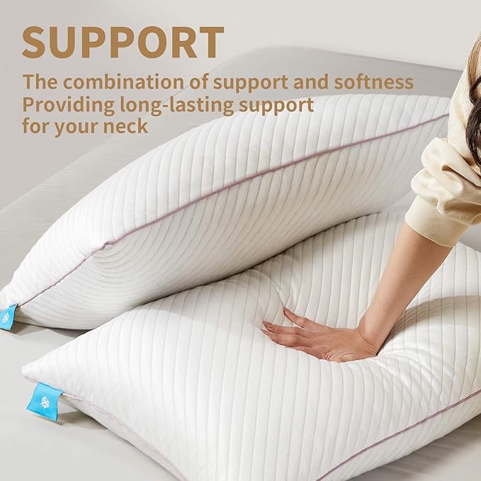Pillows Queen Size Set of 2 Cooling Shredded Memory Foam Pillows for Bed