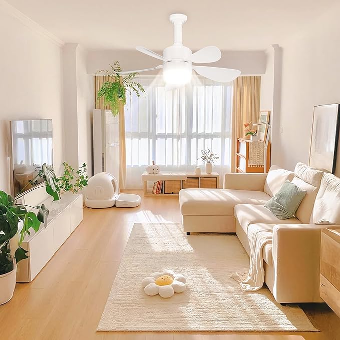 JTT Socket Fan Light with Remote - Screw in Ceiling Fan Light LED Bulb Fan with 3 Speed, 3000/4000/6000K Selectable and Adjustable Brightness Settings Socket Fan for Bedroom Living Room Kitchen Garage