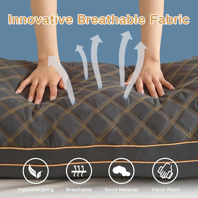 Long Body Pillow for Adults - Firm Body Pillow Insert with Shredded Blue Memory Foam, Adjustable Height, Soft Support for Side Sleeping, Pregnant Women, Washable (20x54 Inch, Grey)