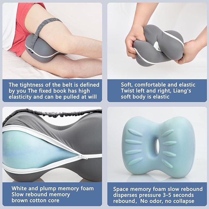 Knee Leg Pillow Shaping Pillow for Side Sleepers with Cooling Cover of Slow Rebound Memory Foam to Release Leg Pressure