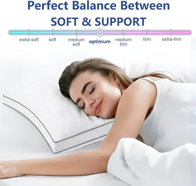 Premium Pillows Queen Size Set of 2, Fluffy and Supportive 7D Down Alternative Bed Pillows, Luxury Soft Hotel Quality Gusseted Pillow for Side Back Stomach Sleepers, Relief Neck Head and Shoulder Pain