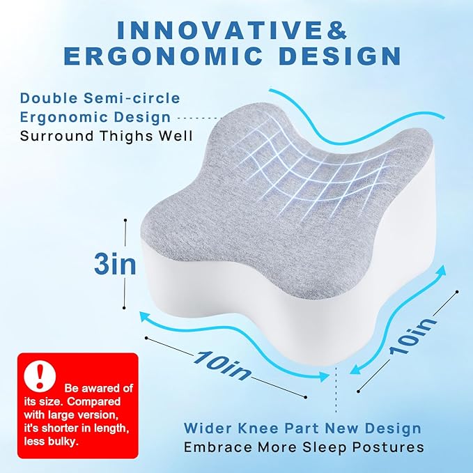 Knee Pillow for Side Sleeper Support Thighs and Knees for Sciatica, Back, HIPS, Knees, Joints Pain Relief - Leg Pillow for Sleeping Between Legs Aligns Spine & Relieves Pressure-Small,Gray