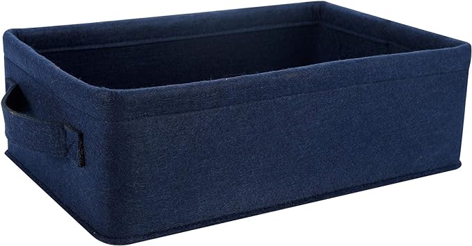 Small Storage Baskets Shelf Storage Baskets Navy Blue Fabric Storage Basket Bin Narrow Storage Basket for Towels Dog Cat Toys Clothes Hats Belts Dippers Baby Toys Storage Basket Little