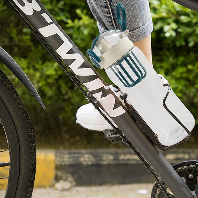 28oz Water Bottle with Fruit Infuser Strainer, BPA-Free Sports Water Bottle, One-Click Clear Water Bottle with Safety Lock for Office, Gym, Outdoors, Green