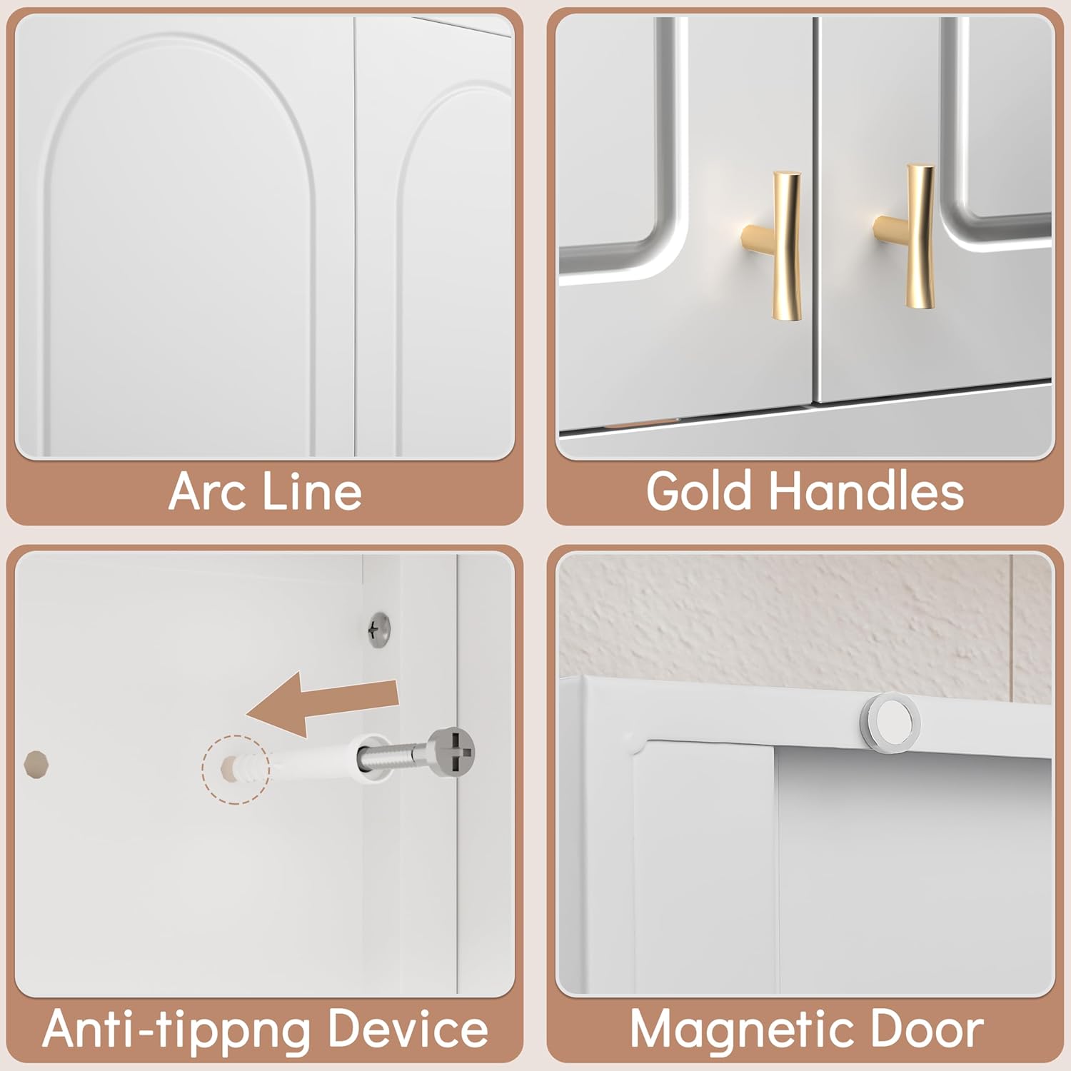 Wall Cabinet with Doors, Small Hanging Cabinet for Kitchen Pantry, Metal Overhead Cabinets for Dining, Living Room, Bathroom, 16" D x 32" W x 15" H, White, Assembly Required