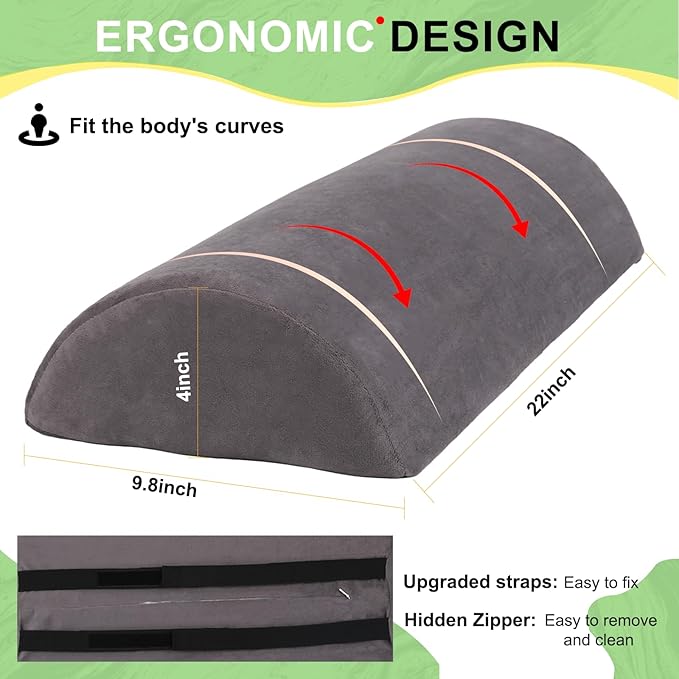 Recliner Foot Pillow High Resilience Foam - Leg Pillow for Sleeping Soft and Supportive Half Moon Bolster Pillow Recliner Pillows for Headrest Back Lumbar Support (Grey)