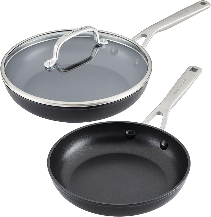 KitchenAid Hard Anodized Induction Nonstick Frying Pans/Skillet Set, 3 Piece - Matte Black