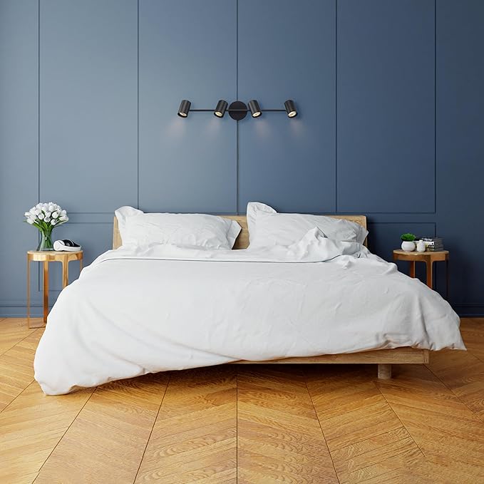 Globe Electric 64000119 26" 4-Light Plug-in Track Lighting, Matte Black, Pivoting Track Heads, 15-Foot Black Cord, in-Line on/Off Rocker Switch