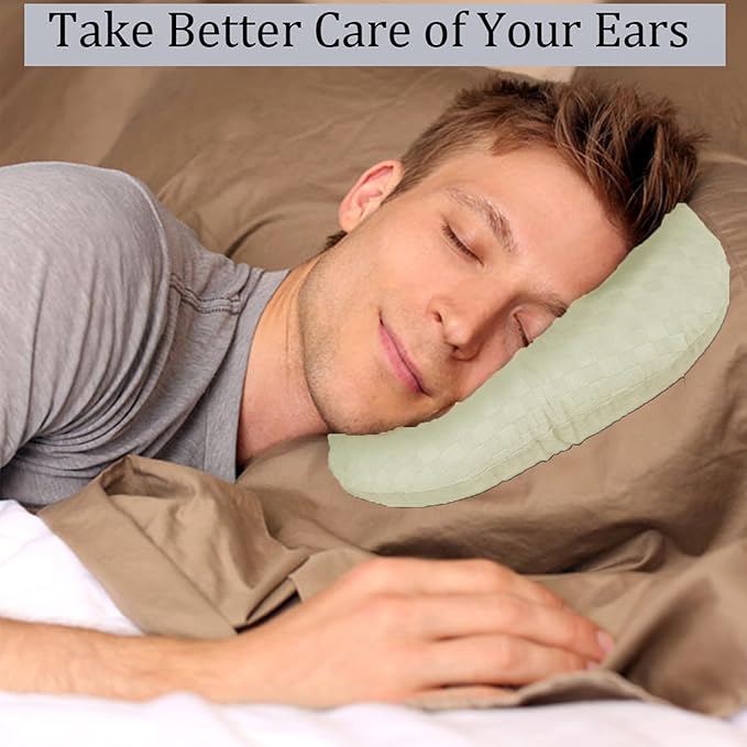 Ear Piercing Pillow for Side Sleepers, Pillow with an Ear Hole for CNH and Ear Pain Ear Inflammation Pressure Sores, O-Shaped Side Sleeping Pillow, Ear Guard Pillow (Cream)