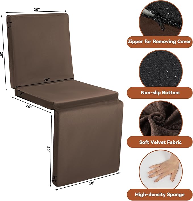 HOMBYS 3-in-1 Recliner Seat Cushion with Lumbar Support Pillow & Footrest, Multi-Functional Adjustable Height 2" to 6" for You to Choose, Non-Slip Memory Foam Chair Cushion for Elderly, Brown
