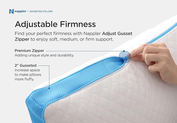 Side and Back Sleeper Pillow for Neck and Shoulder Pain Relief - Shredded Memory Foam Bed Pillow for Sleeping - 100% Adjustable Fill - King Size - Set of 2 Washable Case. Extra Fill Included