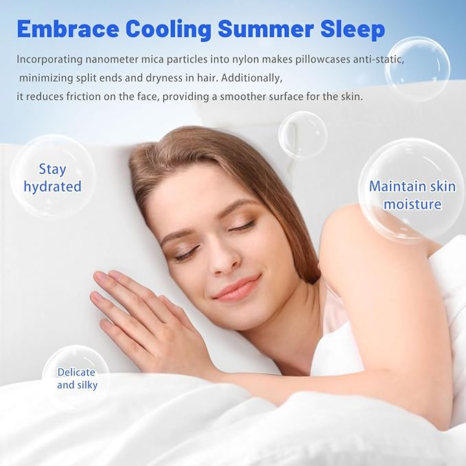 Cooling Body Pillow Case for Hot Sleepers - Body Pillow Cover Cooling Double Side Arc-Chill Q-Max>0.5 Cooling Fiber - Breathable Cooling Body Pillow Cover with Zipper (White, 20" x 54")