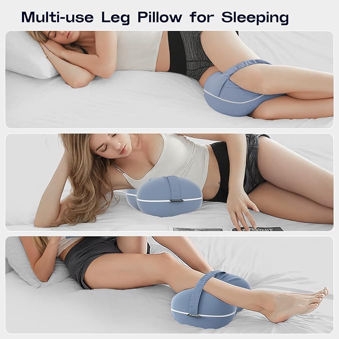 Ruiman Knee & Leg Pillow for Side Sleepers - Cooling Leg Pillow for Pregnancy Women Side Sleeping - Memory Foam Knee Pillow for Heavy People Hip Pain, Knee Pain, Spine Alignment (Steel Blue)