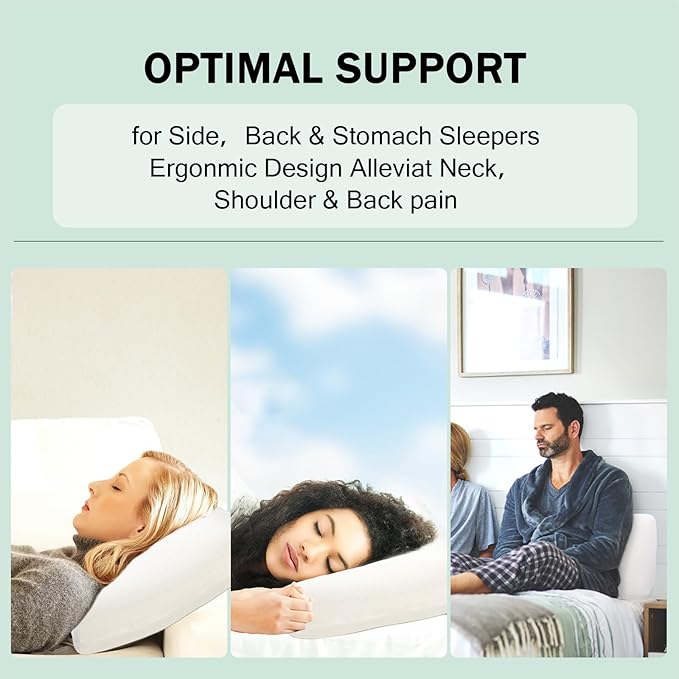 Talalay 100% Natural Premium Latex Pillow, Bed Pillow Helps Relieve Pressure, Sleeping Pillow without Memory Foam Chemicals, Best Gift with Removable Cotton Cover (King (H-7.0''))