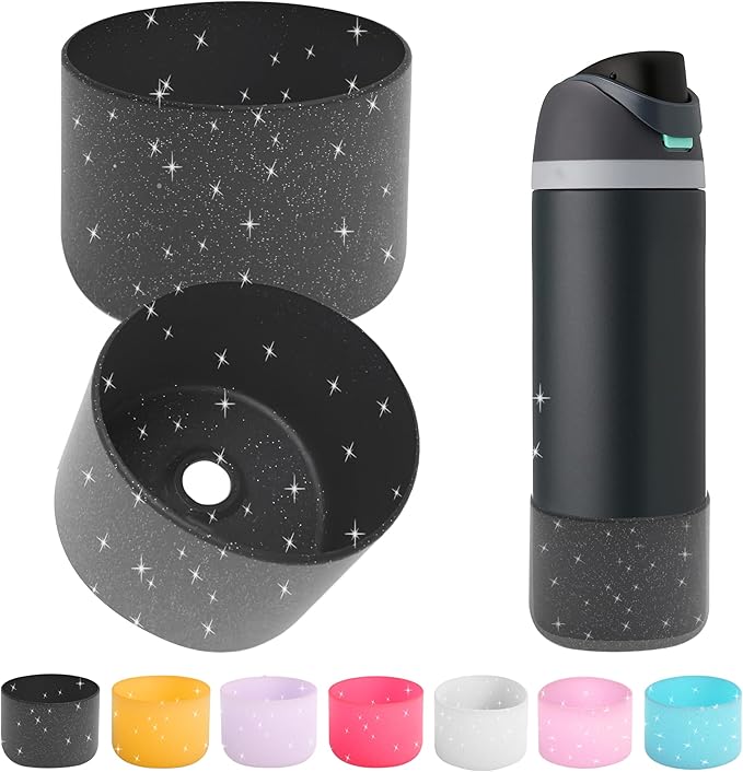 2PCS Silicone Water Bottle Boot for Owala 24oz 32oz 40oz,Anti-Slip Protective Sleeve Bottom Bumper Protector for FreeSip, Twist, and Flip Water Bottles