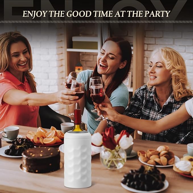 2 Pcs Wine Bottle Chiller Double Walled Portable Champagne Cooler Vacuum Insulated Wine Cooler Bucket Stainless Steel Wine Cooler Sleeve Wine Accessories Gift for Women Men Wine Insulator