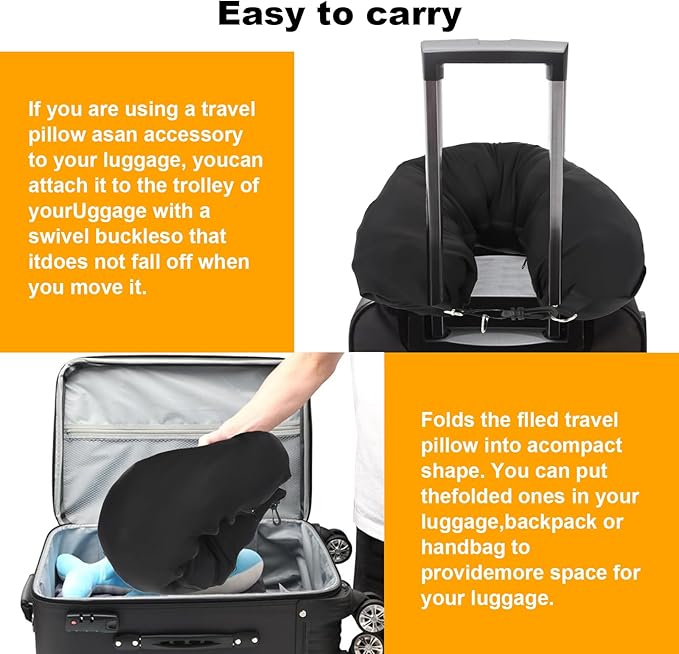 BEE&FLOWER Travel Pillow You Stuff with Clothes, Stuffable Travel Pillow with Adjustable Strap, Stuffable Neck Pillow, Washable, Portable, Ultra-Soft, and Breathable