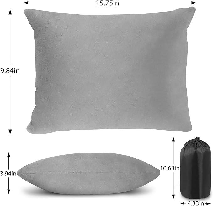 Outdoor Camping Pillow Lightweight,Compact Firm Supportive Compressible Pillow, Travel Pillow Cases, Removable Pillow Cover,Sleeping, Camping,Memory Foam Washable Pillow - Medium