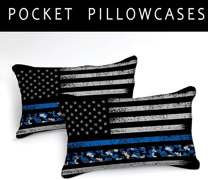 Bedbay American Flag Comforter Set King Teen Boys Military Bedding 4Pcs Camouflage Bedding Kingsize Flag Camo Comforter Set Soft Lightweight Army Comforter Duvet Insert for All Season(Blue,King)