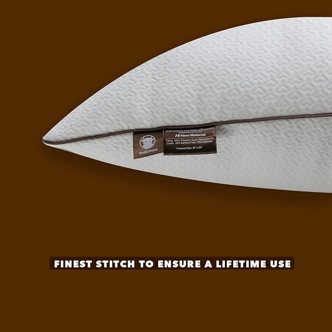 Premium 2-Pack Sleeping Pillow, Bed Pillow, Super Soft Down Alternative with Washable Covers, Microfiber Filling, Set of 2 (White, Queen)