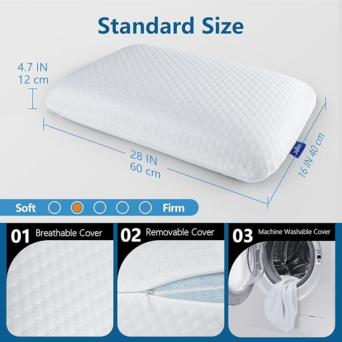 inight Cooling Pillow, Cooling Gel Pillow Memory Foam, Cooling Pillows for Side Sleepers & Back Sleepers Pillow, Cool Gel Pillows for Sleeping, Oeko-TEX & CertiPUR-US Pillow Standard Size