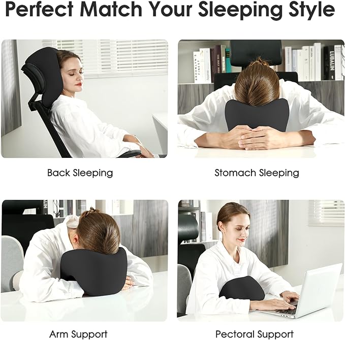 Neck Pillow Airplane, Memory Foam 2-in-1 Travel Pillow for Long Flight Essentials, Earplugs and Storage Bag, U-Shaped Hump Napping Pillow for Planes, Trains, Self-Driving Cars