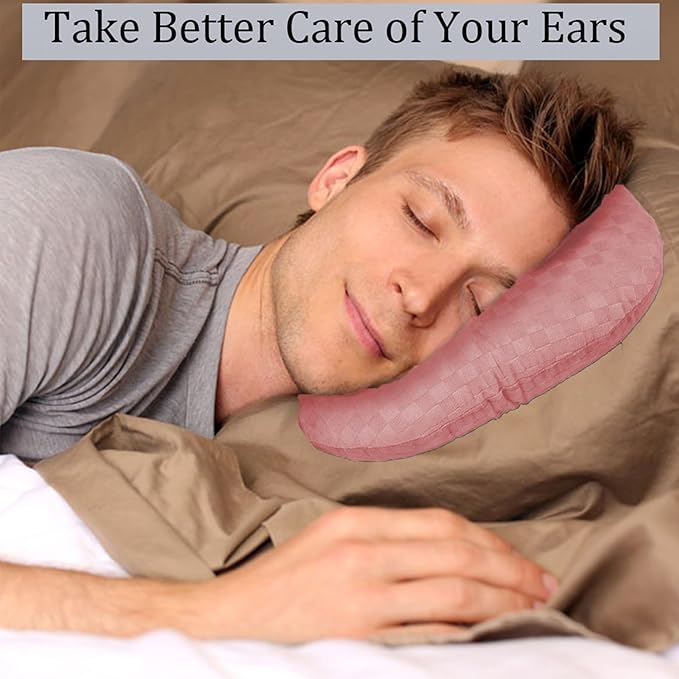Ear Piercing Pillow for Side Sleepers, Pillow with an Ear Hole for CNH and Ear Pain Ear Inflammation Pressure Sores, O-Shaped Side Sleeping Pillow, Ear Guard Pillow (Light Pink)