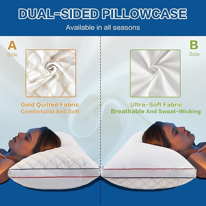 Long Body Pillow for Adults - Firm Body Pillow Insert with Shredded Blue Memory Foam, Adjustable Height, Soft Support for Side Sleeping, Pregnant Women, Washable (20x54 Inch, White)