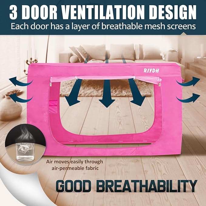 Bed Tent Queen Bed Canopy Tents - Portable Dream Tent for Kids and Adult Indoor Sleeping Tents 70% Blackout with 3 Doors Breathable Private Space Tents