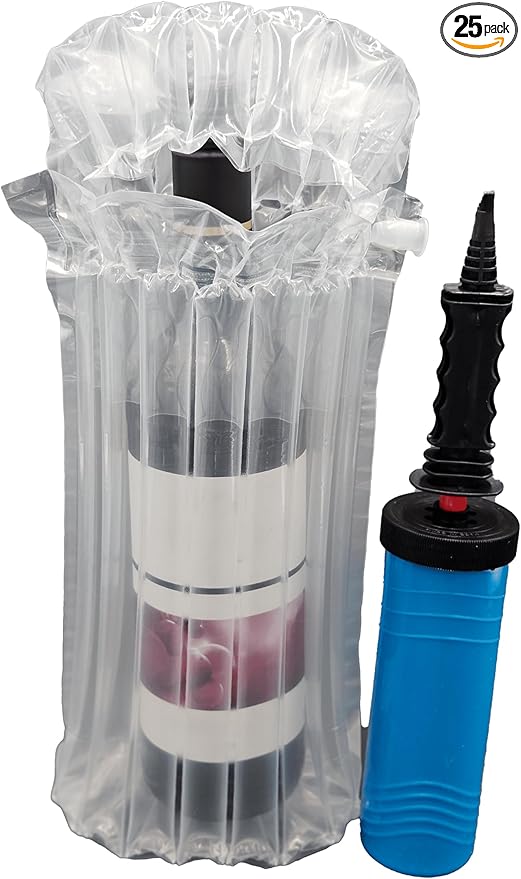 25 pack Wine bottle protector, Wine bottle packaging, Air Column Packaging, Wine Bottle Travel Protector Bags, Reusable Wine Bottle Protector, Safe Transportation of glass bottles, large