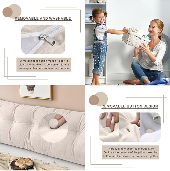 Large Triangular Headboard Pillows Long Backrest Positioning Support Bolster Cushion for Daybed Fluffy Quality Plush Body Wedge Pillow with Removable Cover(White-Full-54x8x20in)