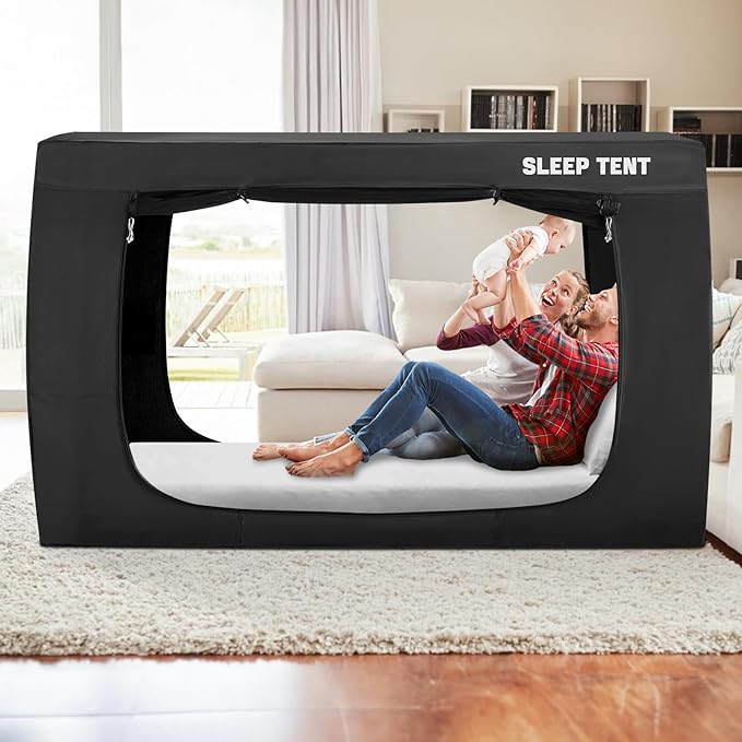 BORNA Bed Tent Bed Canopy Bunk Twin Size for Adult and Kids,Portable Sleeping Tents Dream Tents Indoor for Kids and Adult, Breathable Privacy Space on Bed with Three Doors (Mattress Not Included)