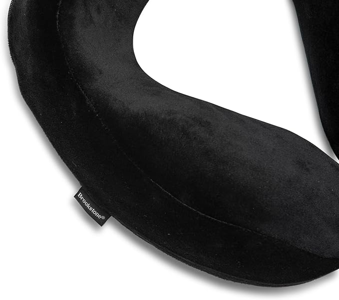 Brookstone Contoured Memory Foam Head and Neck Travel Pillow Ergonomic and Lightweight, Black