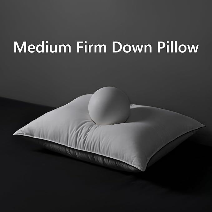 MAXICOZY Luxury Hungarian Goose Down Pillows Standard Size Set of 2, Medium Firm Bed Pillows for Sleeping, Hotel Pillow, 750 Fill Power, 460 TC Cotton Blend Shell, 20"x26"