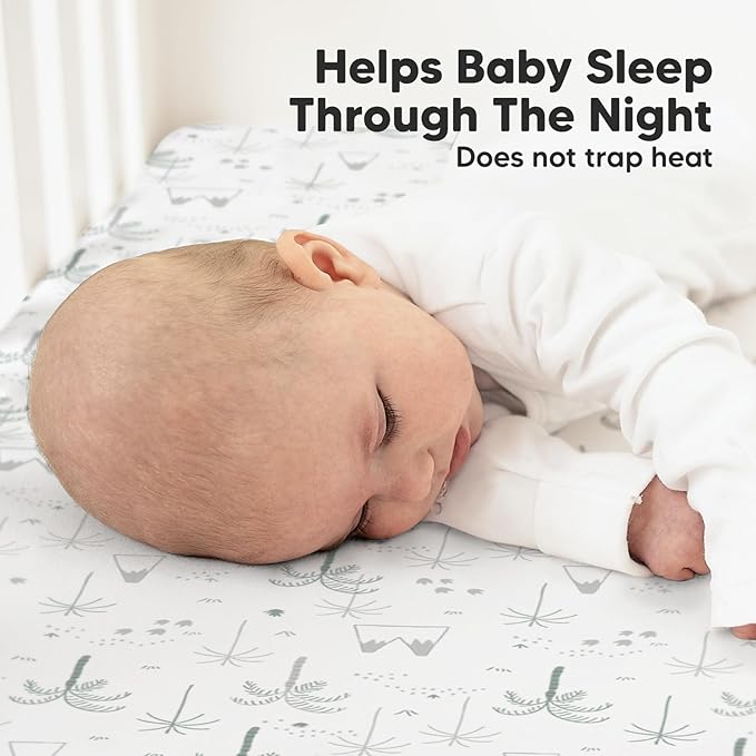 2-Pack Organic Crib Sheets for Boys, Girls - Jersey Fitted Crib Sheet, Baby Crib Sheets Neutral, Crib Mattress Sheet, Cotton Crib Sheets, Breathable Crib Sheet, Baby Mattress Sheets (DinoDood)