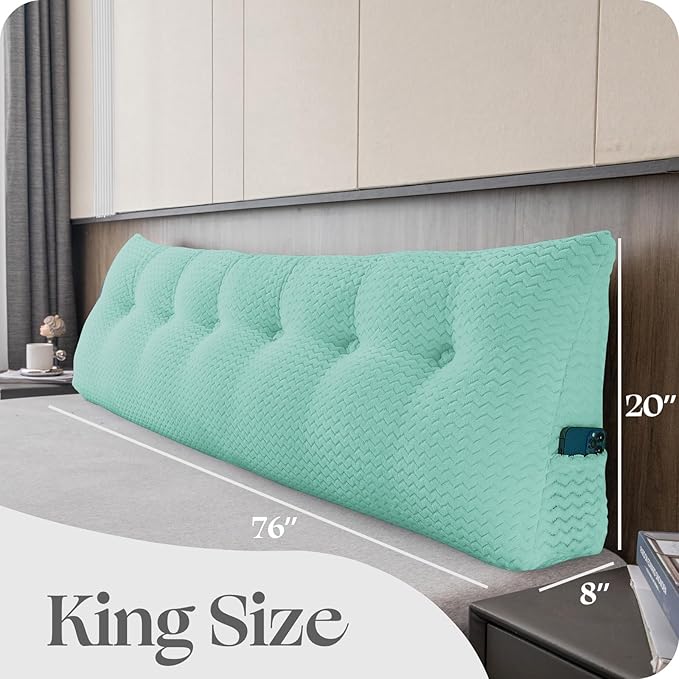 Large Bolster Triangular Headboard Wedge Backrest Positioning Support Bed Rest Reading Pillows Headboard Wedge Pillows for Day Bed Bunk Bed with Removable Cover