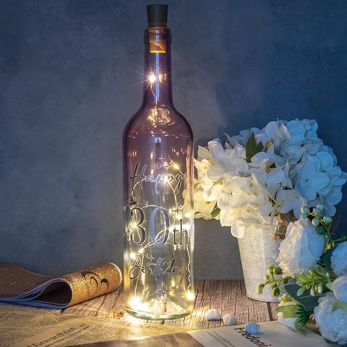 30th Birthday Gifts for Women, 30th Lighted Wine Bottle Birthday Gifts for Her, Turning 30 Birthday Gifts, 30-Year-Old Birthday Decorations for Her, 30th Fabulous Birthday Gift (30th Birthday Gifts)
