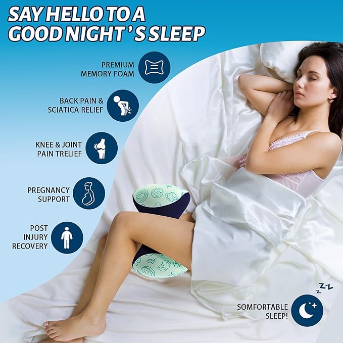 Knee Pillow for Side Sleepers, Memory Foam Pillows, Soft and Comfortable Leg Pillow for Side Sleeping, Cushion for Neck and Back, Knee Pillow for Sciatica Pain Relief, Side Sleeper Pillows for Adults
