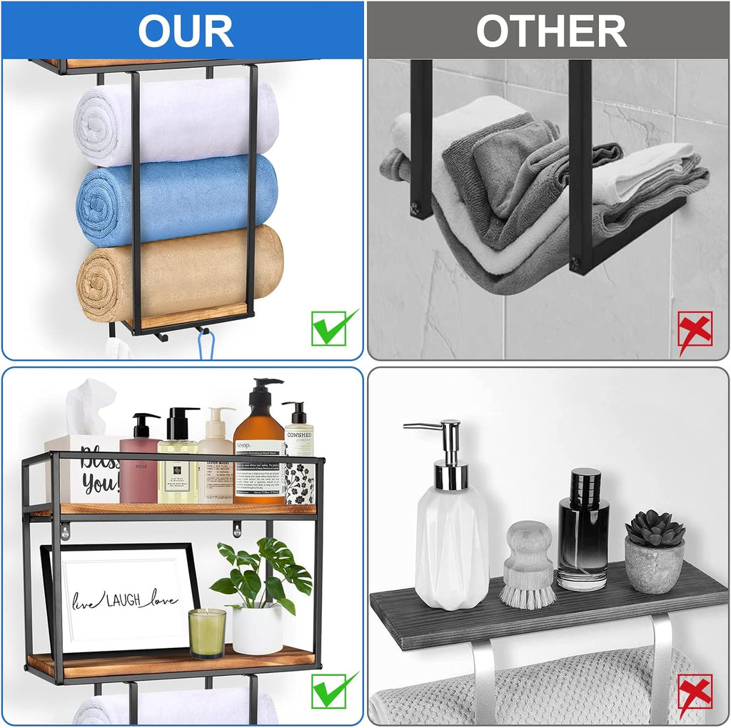 Towel Rack Wall Mounted - Space-Saving Design for Small Bathrooms - Versatile Organizer for Towels, Blankets, and More - Ideal for RVs and Hotels
