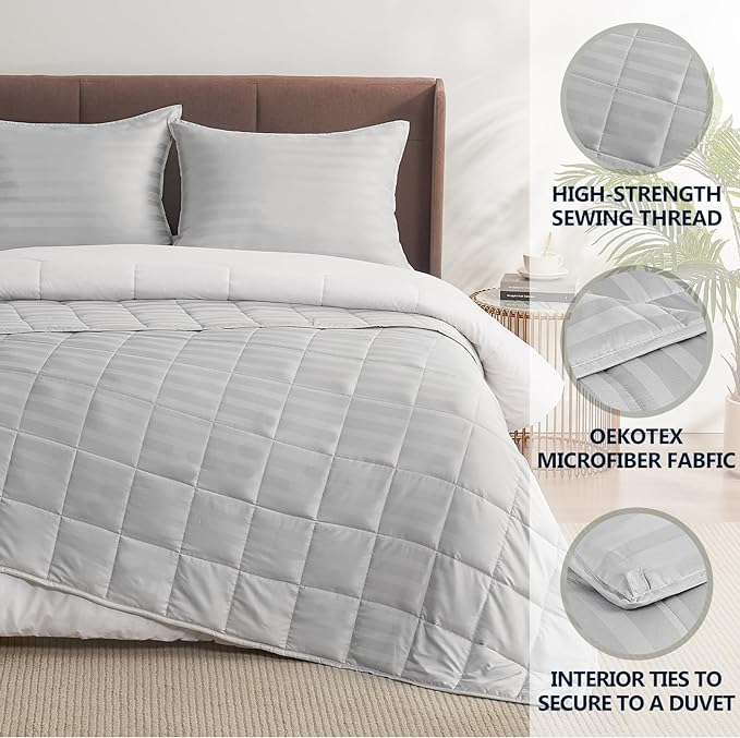 Weighted Blanket for Adult,20lbs Heavy Weighted Blanket 60"x80" Breathable Cooling Summer Blankets, Ultra Soft Cotton Comfort Throw Blanket with Glass Beads for All-Season (Light Grey)