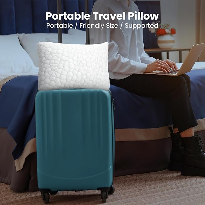 Shredded Memory Foam Pillows for Travel Cooling Pillows for Hot Sleepers Support Adjustable Travel Pillows with Extra Fill