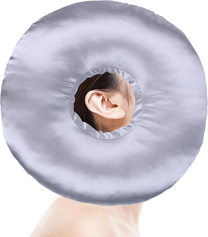 Ear Piercing Pillow for Side Sleepers - CNH Pillow with Ear Hole for Pain Relief, Pressure Sores & Inflammation - Donut Earring Pillow for Sleeping, Headphones & Tinnitus Support (Gray)