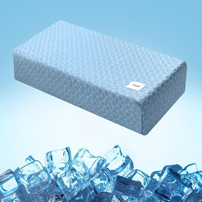 HARBOREST Cooling Cube Pillow - Side Sleeper Pillow for Neck and Shoulder Pain, Memory Foam Pillow Cube Pro with Adjustable Firmness,24"x12"x6", Blue