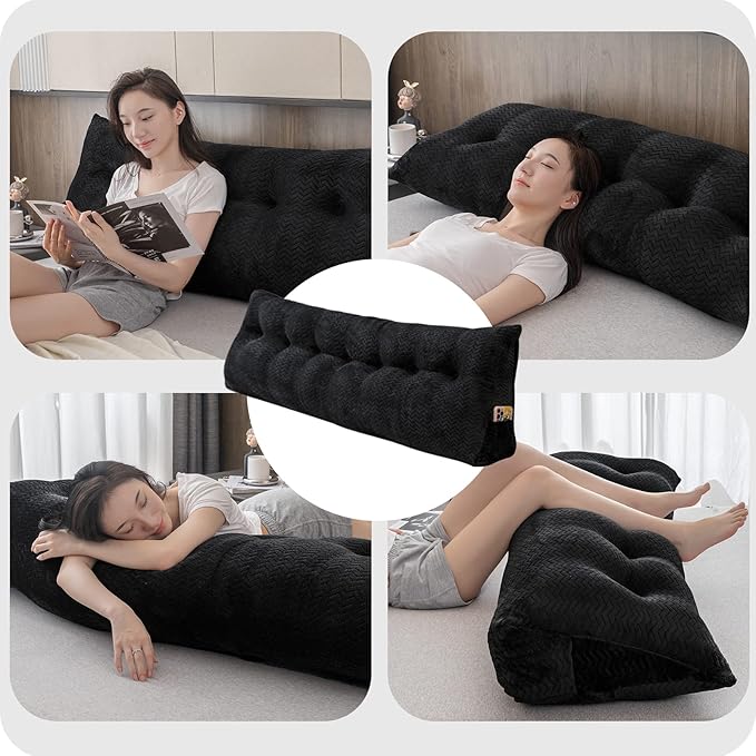 Large Bolster Triangular Headboard Wedge Backrest Positioning Support Bed Rest Reading Pillows Headboard Wedge Pillows for Day Bed Bunk Bed with Removable Cover, California King(71x8x20 Inches)