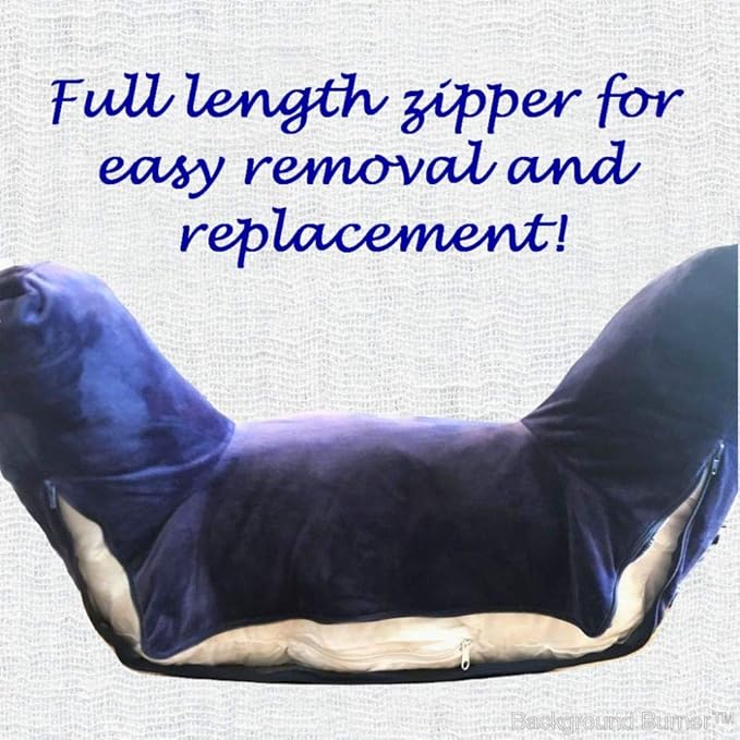 ComfortSpa Reading Pillow Replacement Cover for 19 inch Back Rest Pillow, Polyester Velour Machine Wash and Dry (Navy Blue)