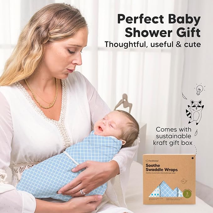 3-Pack Organic Baby Swaddle Sleep Sacks - Newborn Swaddle Sack, Ergonomic Baby Swaddles 0-3 Months, Swaddles for Newborns, Baby Sleep Sack, Baby Swaddle Blanket Wrap, Baby Essentials (Storm)